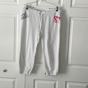 Aero Cropped Sweatpants, White, XL, Adjustable drawstring